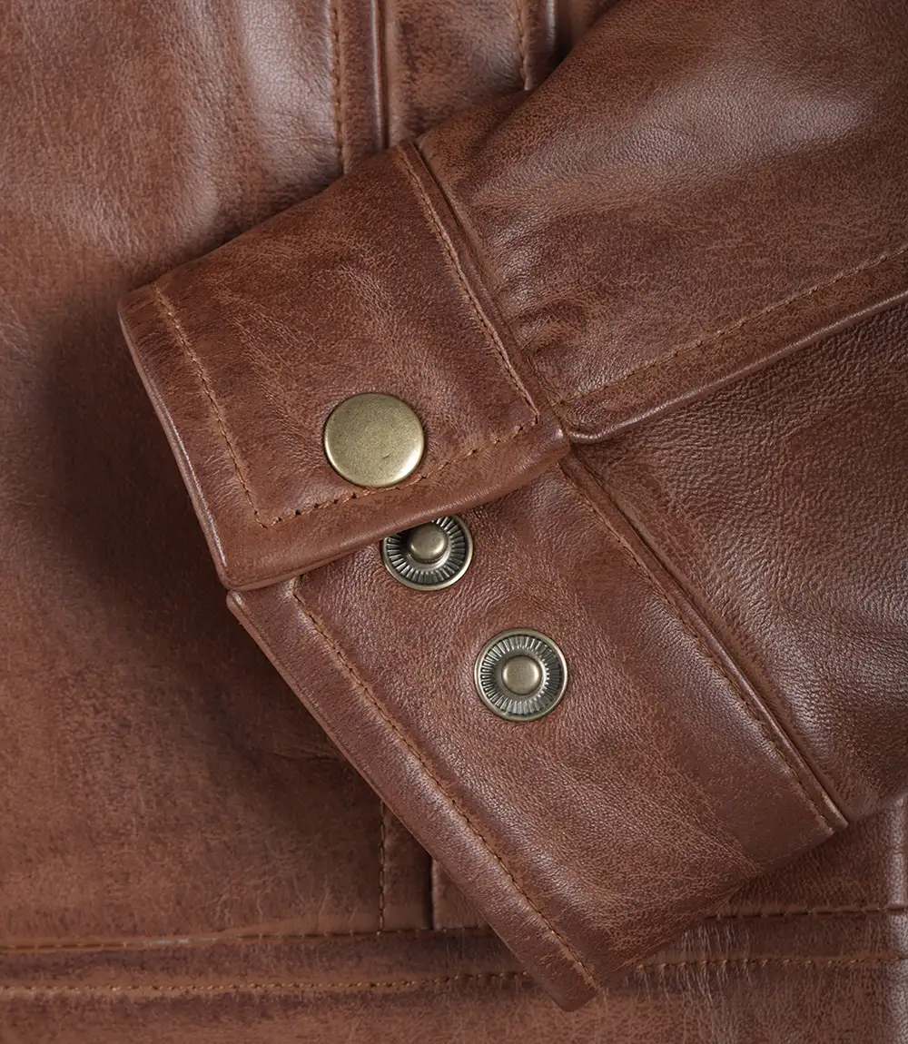 Reeves Men's Harrington Cognac Real Leather Jacket